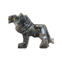 Load image into Gallery viewer, "Left side of a carved stone tiger with yellow eyes," - Down to Earth.