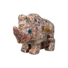 Load image into Gallery viewer, "Side angle of a miniature stone sculpture of a rhino," - Down to Earth.