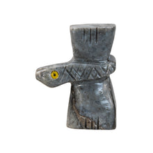 Load image into Gallery viewer, "Left side of a decorative stone sculpture in the shape of a snake wrapped around a pillar," - Down to Earth.