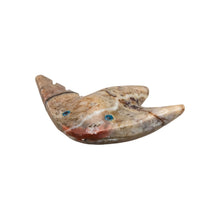 Load image into Gallery viewer, "Carved stone figurine of a stingray with blue eyes against a white background," - Down to Earth.