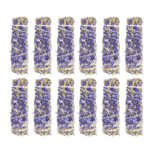 Load image into Gallery viewer, 12pk Blue Sage w/lave. Smudge Stick on a white background - Down To Earth
