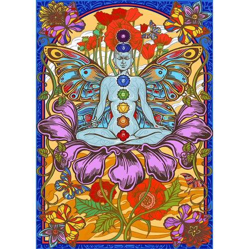 3-D Chakra Lotus Themed Tapestry - Down To Earth