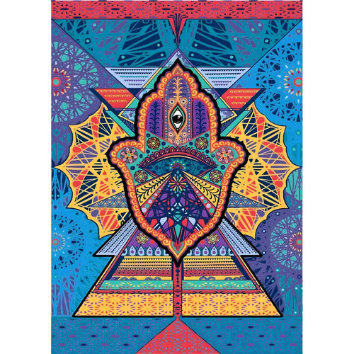 3-D Geometric Hamsa Wall Hanging Tapestry - Down to Earth