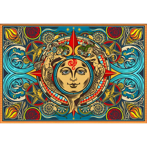 3-D Mermaid, Sun, and Moon Tapestry - Down To Earth