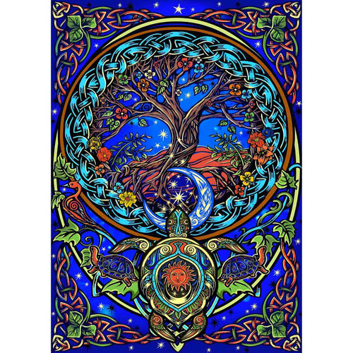 3-D Tree of Life Tortoise Wall Hanging Tapestry - Down To Earth