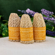 Load image into Gallery viewer, &quot;Three bundles of frankincense rope incense on top of a cream-colored cloth with a floral background. This product is hand made in Nepal,&quot; - Down to Earth.
