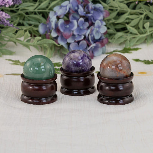Crystal Sphere, Green Aventurine, Dream Amethyst, Indian Agate. - Down To Earth