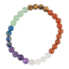 Load image into Gallery viewer, 6mm 7 Chakra Healing Bracelet top down displayed on a white background - Down to Earth
