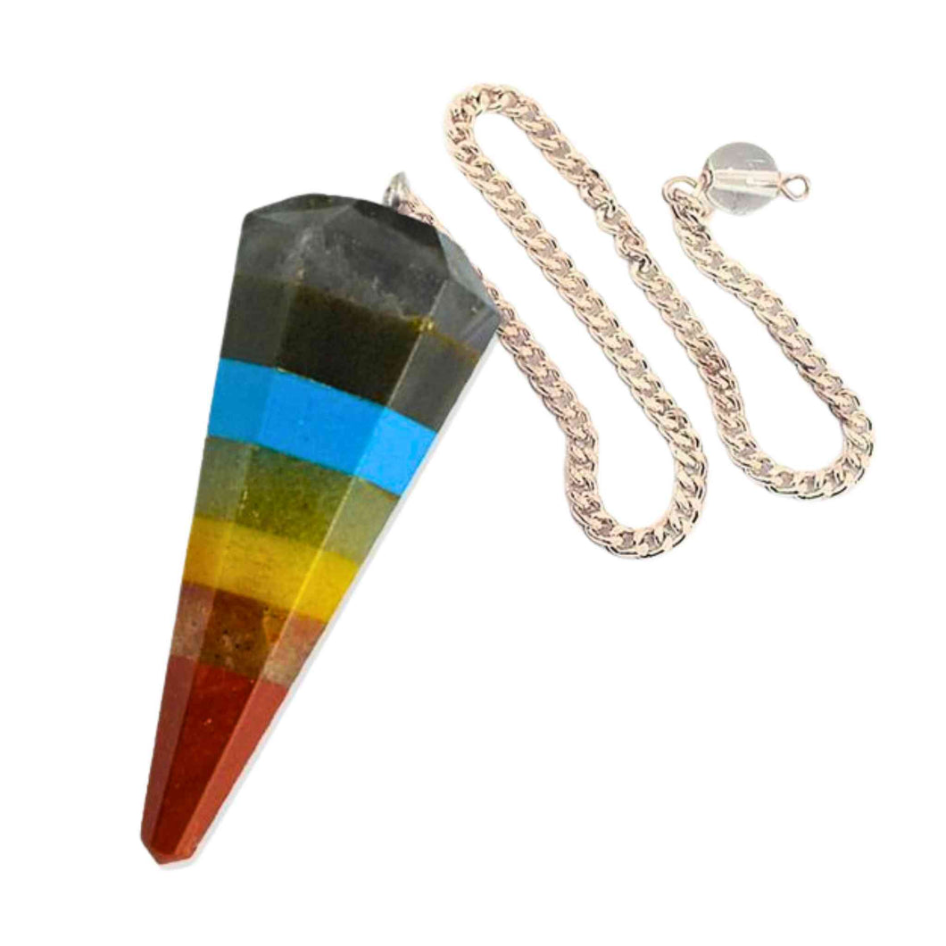 7 Chakra Faceted Pendulum - Down To Earth