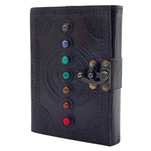 7 Chakra Stone Leather Journal - Down To Earth