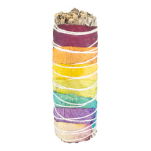 Load image into Gallery viewer, 7 Chakra White Sage Smudge Stick on a white background - Down To Earth
