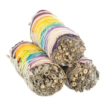 Load image into Gallery viewer, 7 Chakra White Sage Smudge Stick group photo on a white background - Down To Earth
