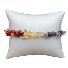 Load image into Gallery viewer, Crystal Chip Bracelet 7 Chakra on white pillow - Down To Earth
