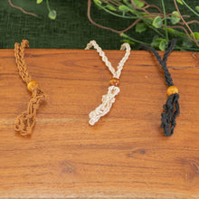Load image into Gallery viewer, Adjustable Macrame Crystal Holder Necklace group photo up close displayed on a styled background - Down to Earth

