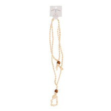 Load image into Gallery viewer, Adjustable Macrame Crystal Holder Necklace beige with packaging displayed on a white background - Down to Earth

