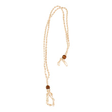 Load image into Gallery viewer, Adjustable Macrame Crystal Holder Necklace beige displayed on a white background - Down to Earth
