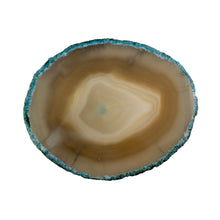 Load image into Gallery viewer, "Blue and brown Agate Slice on a white background," - Down to Earth.
