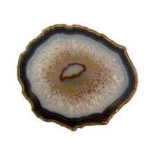 Load image into Gallery viewer, "Agate slice with a concentric pattern on a white background," - Down to Earth.
