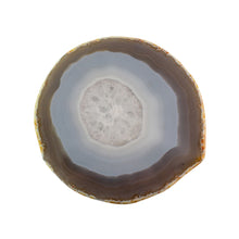 Load image into Gallery viewer, "Light gray Agate Slice on a white background," - Down to Earth.
