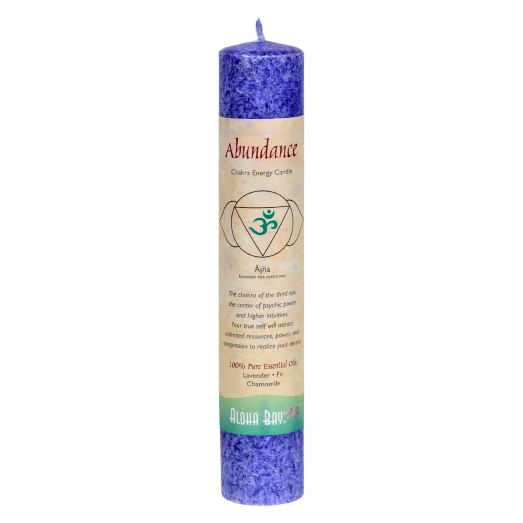 Aloha Bay Third Eye Chakra Pillar Candle: Abundance - Down To Earth