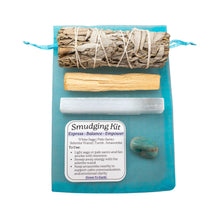 Load image into Gallery viewer, "Top-down view of an Amazonite Smudging Kit on a white background," - Down to Earth.
