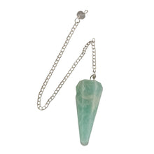 Load image into Gallery viewer, Amazonite Faceted Pendulum on a white background - Down To Earth
