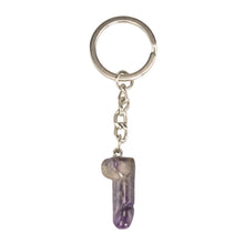 Load image into Gallery viewer, Amethyst Phallus Keychain on a white background - Down To Earth
