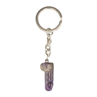 Amethyst Phallus Keychain on a white background - Down To Earth