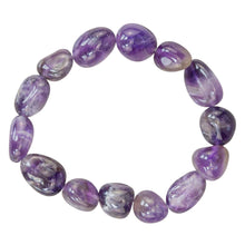 Load image into Gallery viewer, Amethyst Tumbled Crystal Bracelet top down displayed on a white background - Down to Earth
