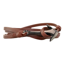 Load image into Gallery viewer, Anchor Wrap Leather Bracelet front facing on a white background - Down To Earth
