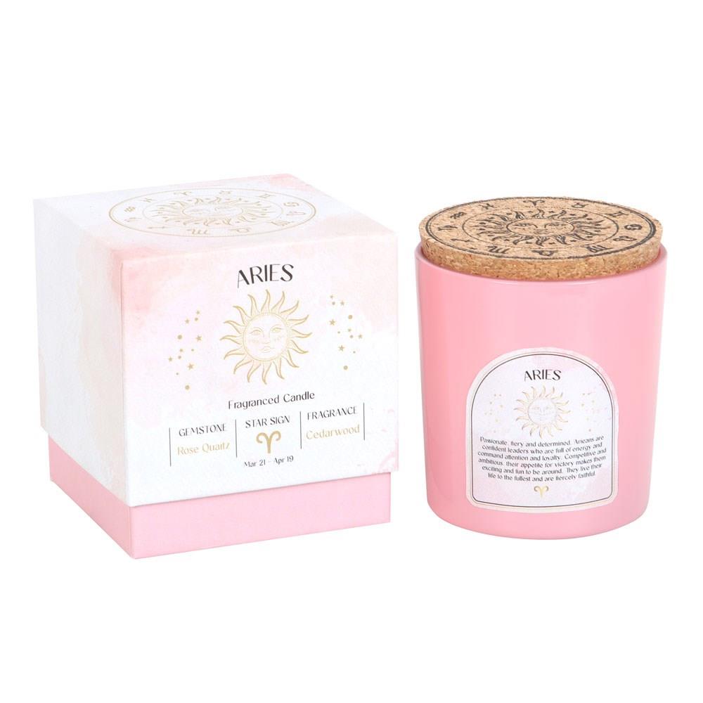 Aries Zodiac Candle with Crystals and Matching Gift Box - Down To Earth