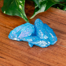 Load image into Gallery viewer, Blue Aura Quartz Raw on a wooden surface high angle - Down to Earth
