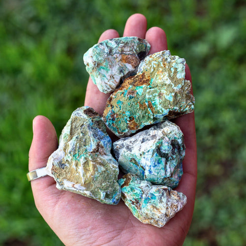 Azurite Raw in Palm of a Hand - Down To Earth