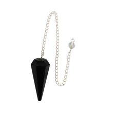 Load image into Gallery viewer, Black Obsidian Pendulum on a white background - Down to Earth 
