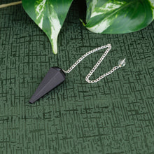 Load image into Gallery viewer, Black Obsidian Pendulum on a green cloth - Down to Earth 
