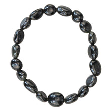Load image into Gallery viewer, Black Obsidian Tumbled Crystal Bracelet top down displayed on a white background - Down to Earth
