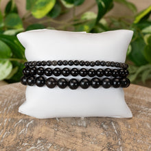 Load image into Gallery viewer, Black Obsidian Crystal Energy Bracelets 4mm, 6mm and 8mm - Down To Earth
