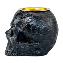 Load image into Gallery viewer, Black Skull Candle Holder side facing displayed on a white background - Down To Earth
