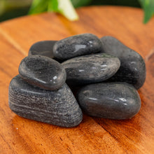 Load image into Gallery viewer, Black Tourmaline Tumbled on a wooden surface close up - Down to Earth 
