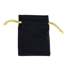 Load image into Gallery viewer, Black &amp; Gold Drawstring Bag opened displayed on a white background - Down To Earth
