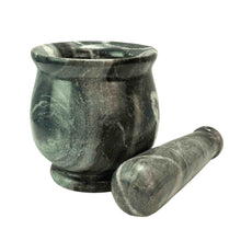 Load image into Gallery viewer, Black &amp; White Stone 4&quot; Mortar &amp; Pestle Separated - Down To Earth
