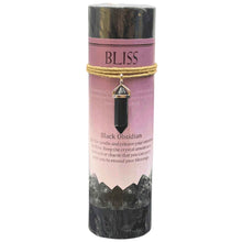 Load image into Gallery viewer, Bliss Black Obsidian Crystal Energy Pillar Candle - Down To Earth

