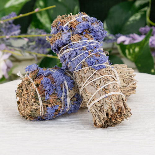 Blue Sage with Flower Smudge Stick - Down to Earth