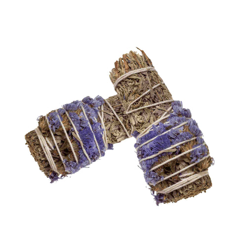 Blue Sage with Flower Smudge Stick - Down to Earth