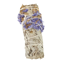 Load image into Gallery viewer, Blue Sage with Flowers Smudge Stick 1ct front facing on a white background - Down To Earth
