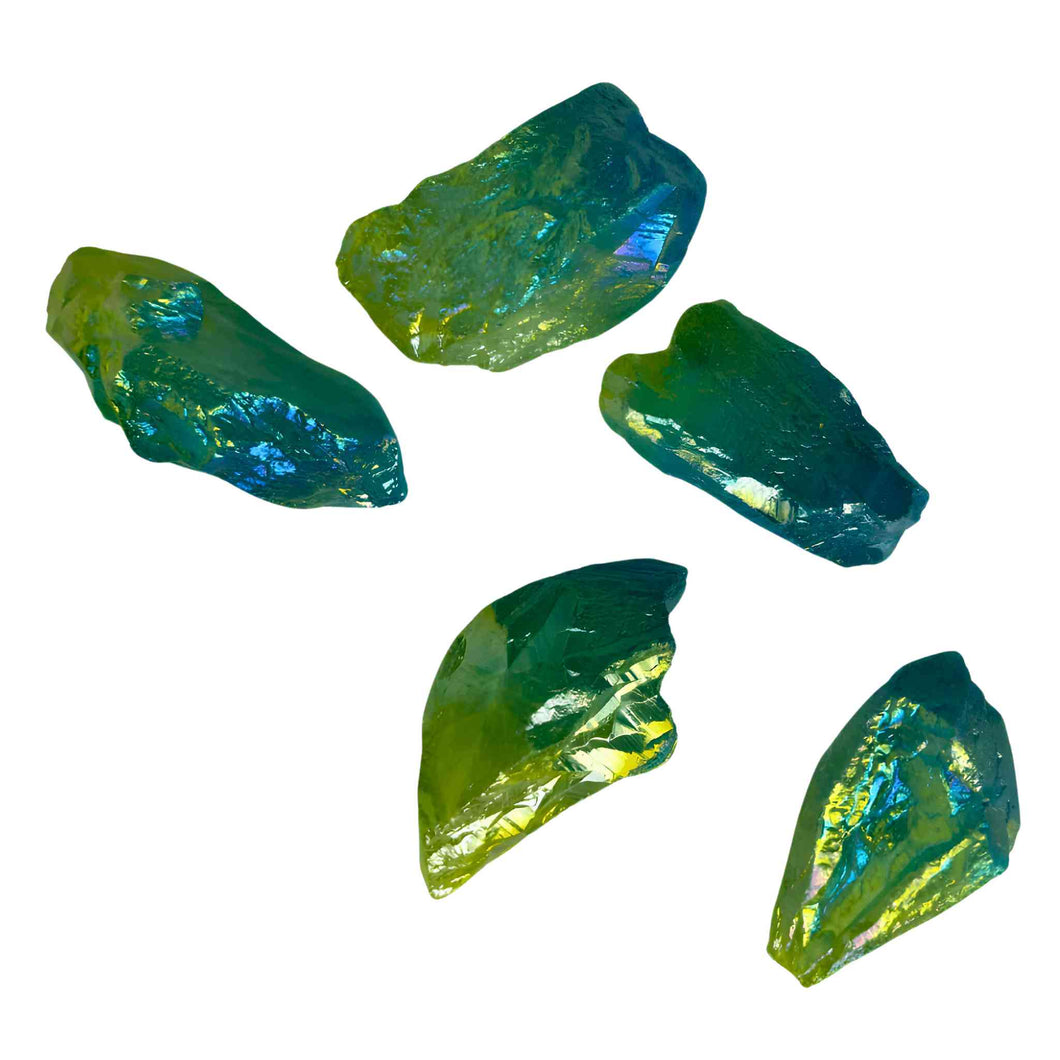 Blue and Green Aura Quartz Raw Crystals - Down To Earth