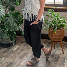 Load image into Gallery viewer, Boho Pants with Pockets Black color styled photo - Down to Earth
