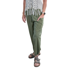 Load image into Gallery viewer, Boho Pants with Pockets Black green studio photo angle - Down to Earth

