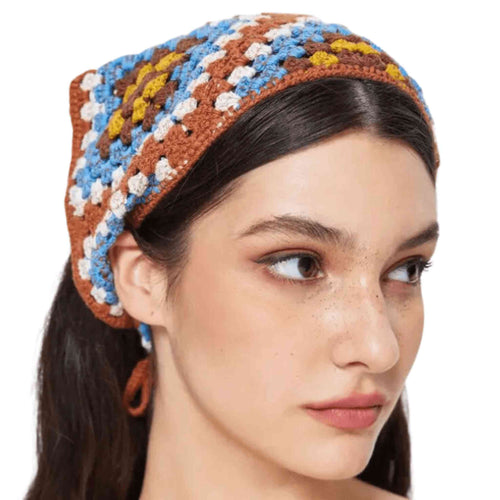 Boho Floral Crochet Bandana on Girl - Down To Earth