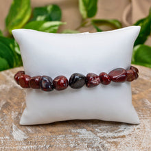 Load image into Gallery viewer, Brecciate Jaaper Tumbled Stone Bracelet on White Pillow Styled Photo - Down To Earth
